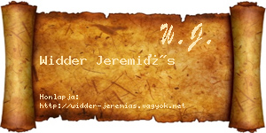 Widder Jeremiás névjegykártya
